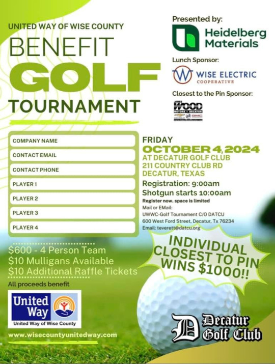 Decatur Golf Club | Events - (September 2024) Decatur Golf Club Events – (September 2024) DGC (October 4th, 2024) UNITED WAY 25th Annual Benefit Tournament (Event / Flyer)